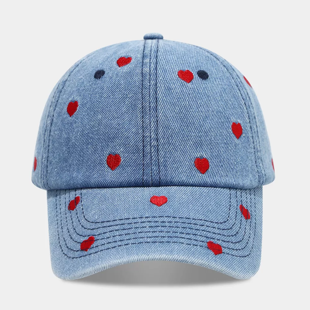 Embroidered Heart Denim Baseball Cap, image 7