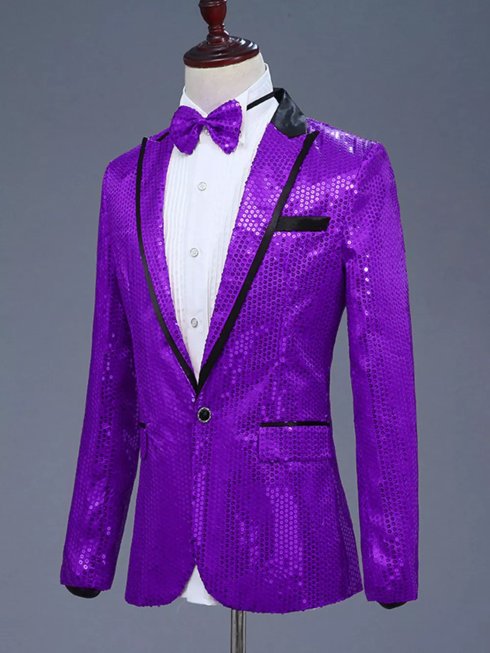 Men's Full Size Sequin One Button Long Sleeve Blazer Plus Size, image 16