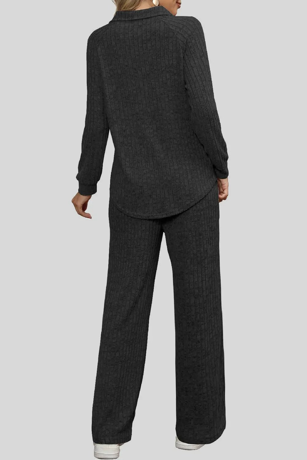 Ribbed Long Sleeve Top and Pocketed Pants Set, image 8