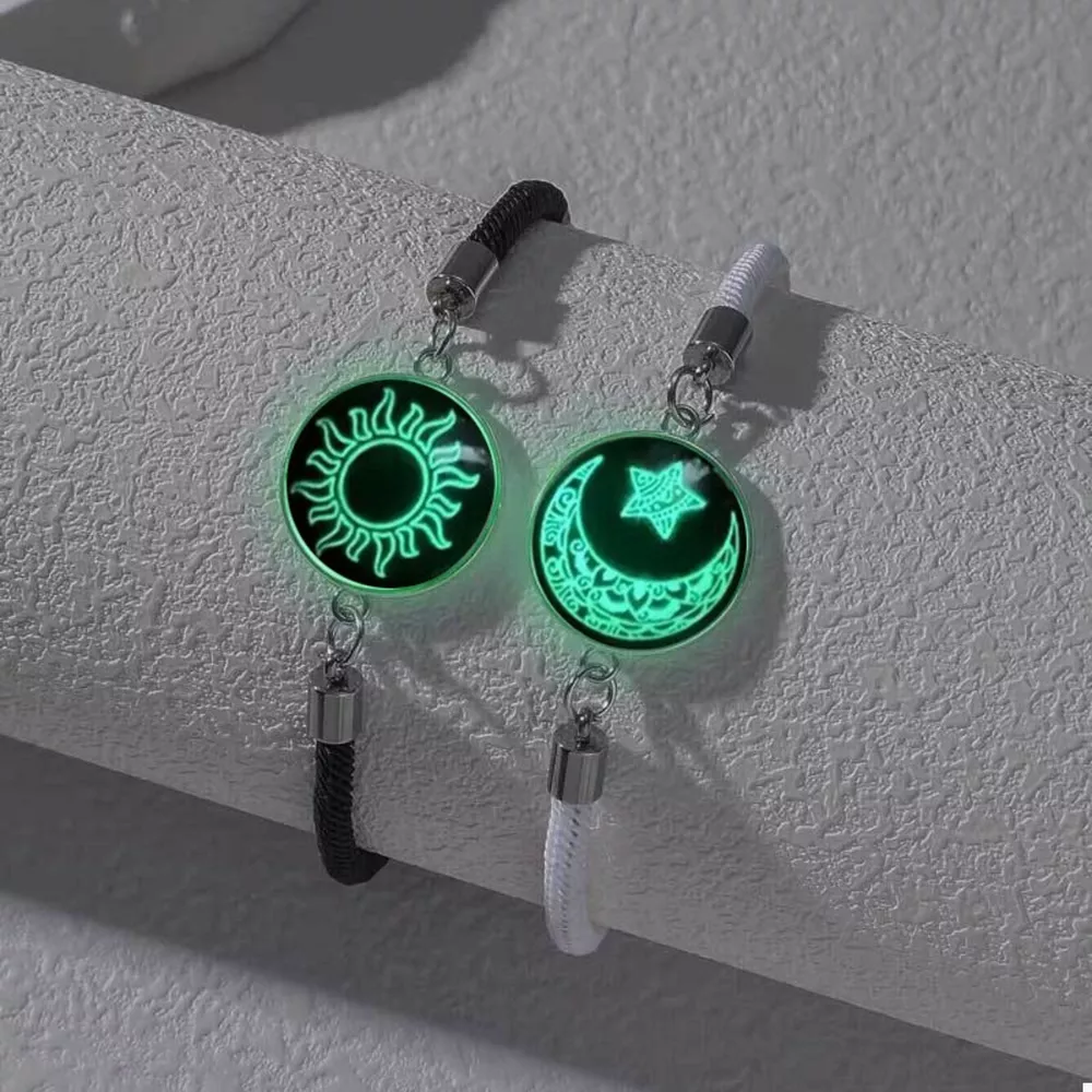 2-Piece Glow-in-the-Dark Sun Moon Bracelet, image 4