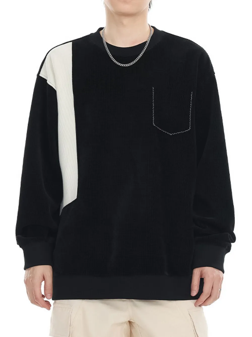 Men's Plus Size Color Block Oversized Sweatshirt