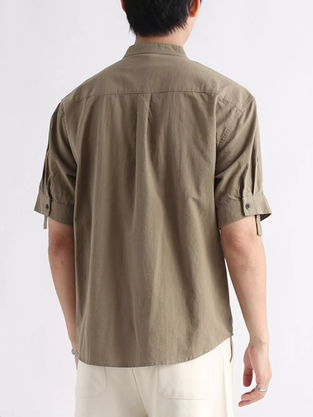 Men's Plus Size Button Detail Short Sleeve Blouse, image 7