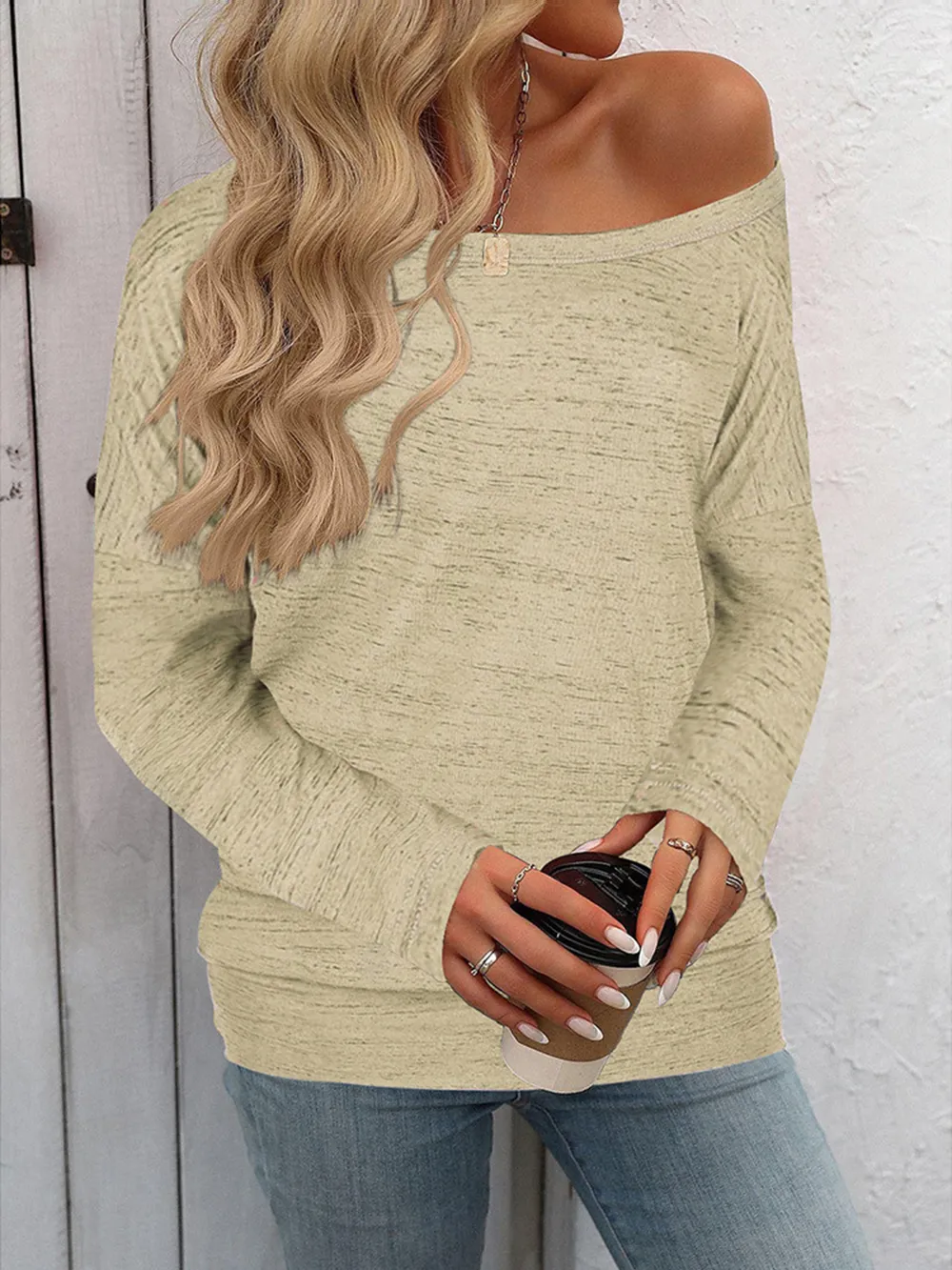 Full Size Heathered Long Sleeve Top, image 2