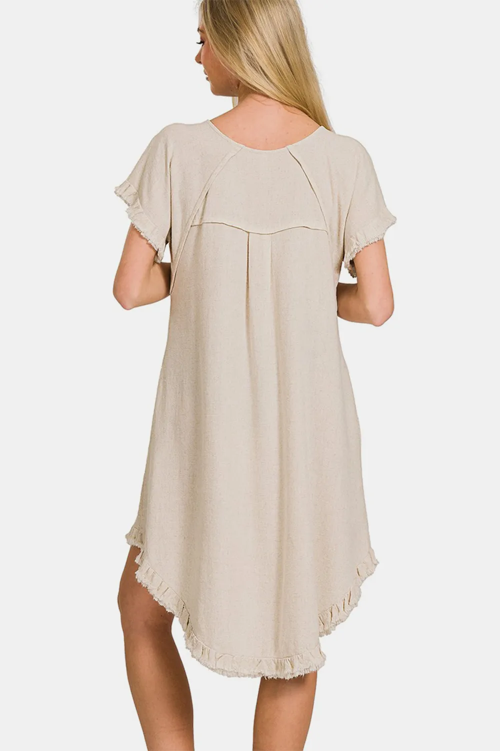 Fringe Edge High Low Flowy Dress with Pockets, image 2