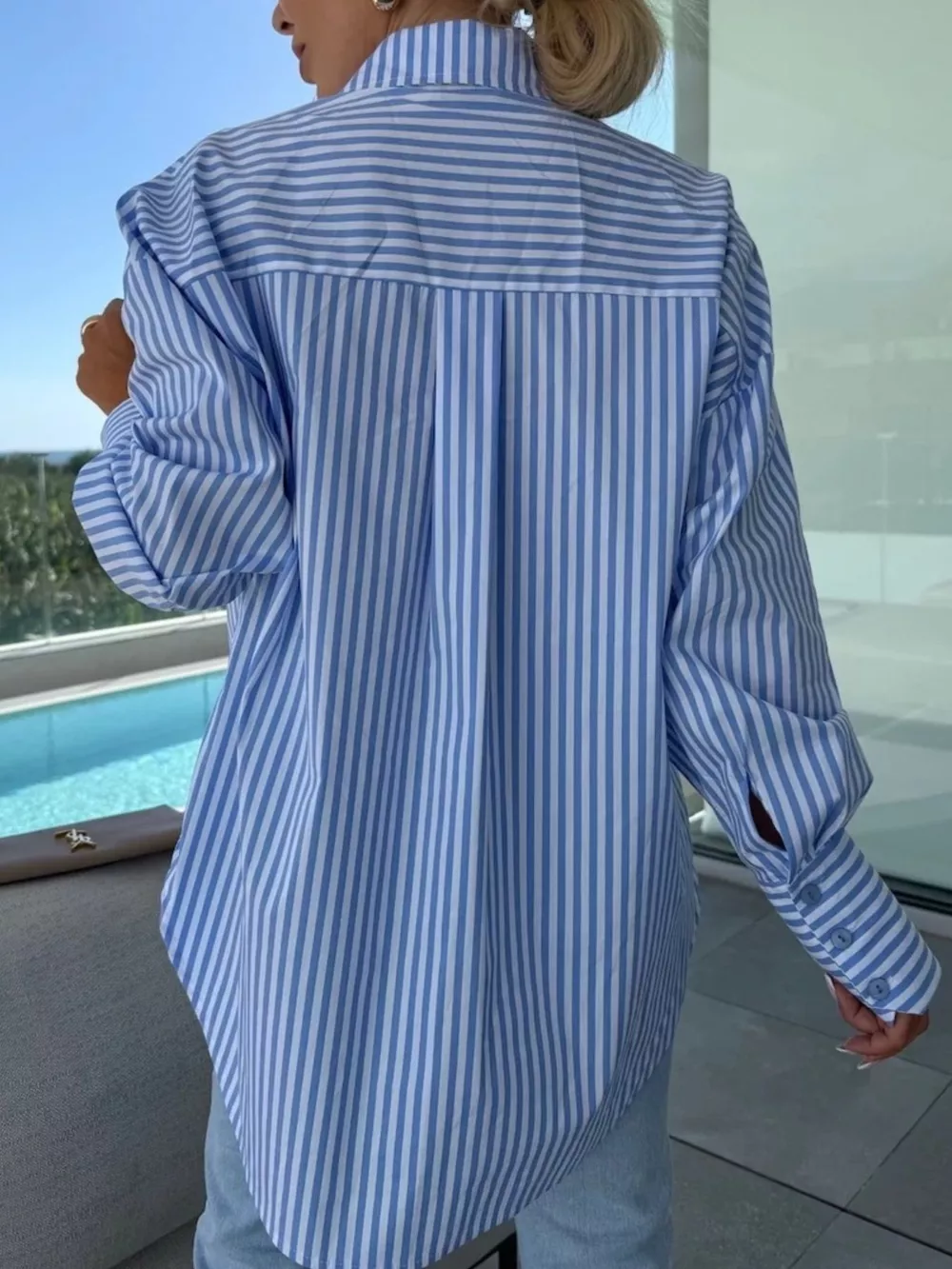 Striped Button Up Long Sleeve Shirt, image 7