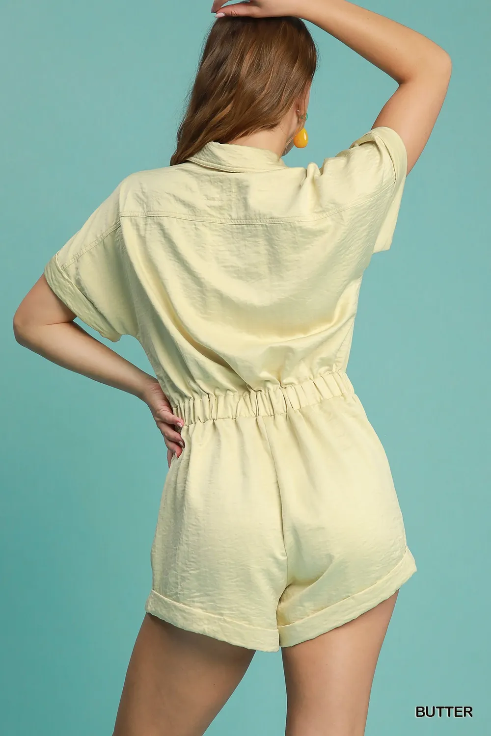 Button Down Charmeuse Romper, image 2