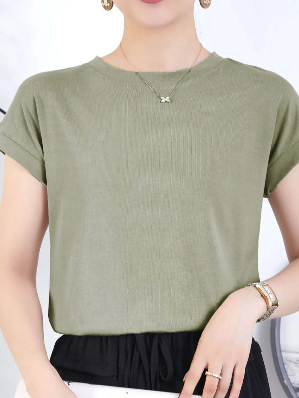 Plus Size Round Neck Short Sleeve T-Shirt, image 9