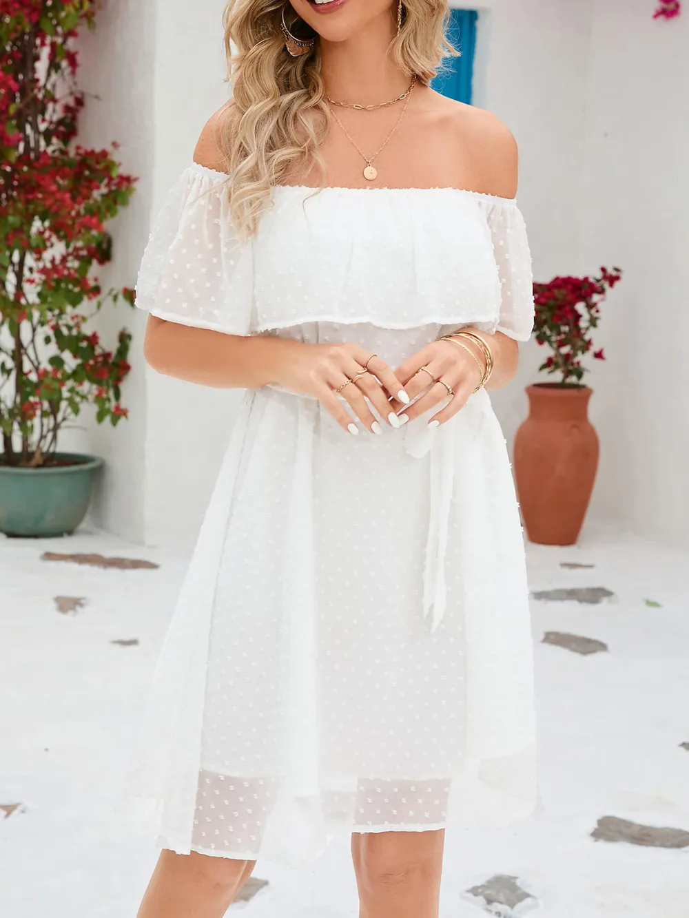 Off Should Short Sleeve Mini Dress, image 2