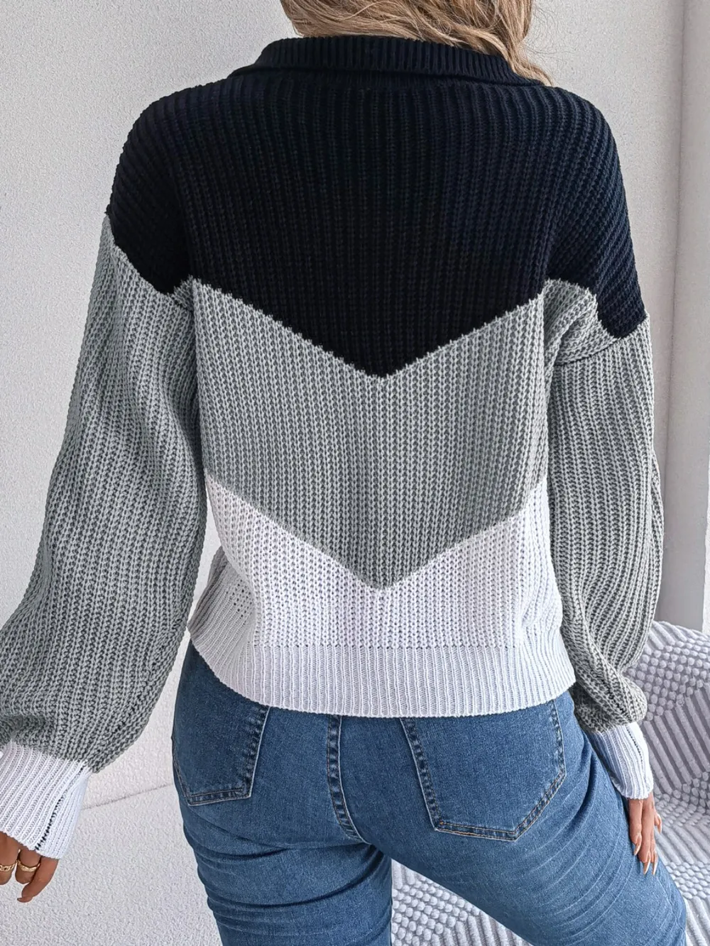 Color Block Dropped Shoulder Sweater, image 6