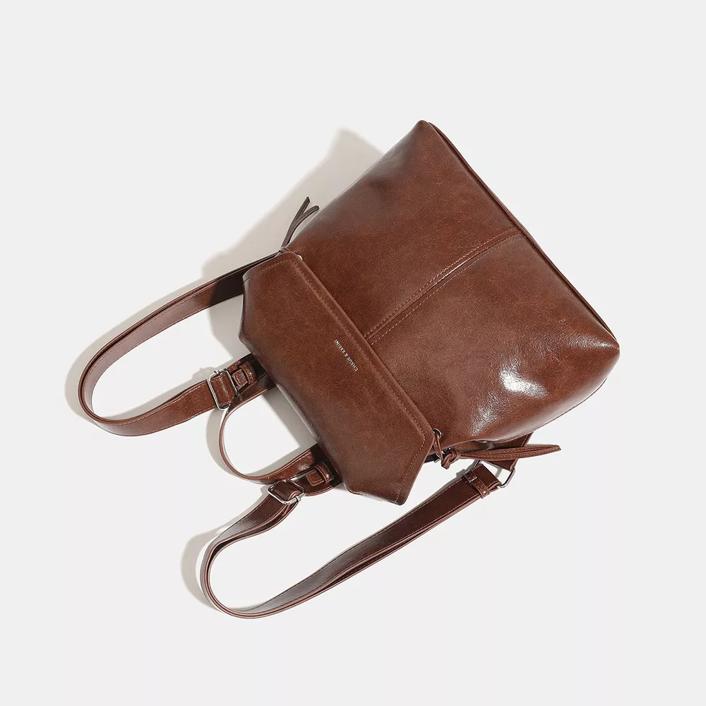 Vintage PU Leather Flap-Over Backpack Bag with Top Handle, image 3