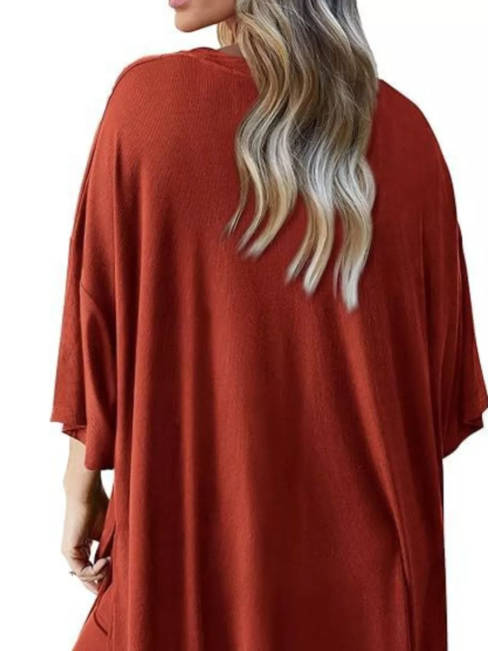 Slit Round Neck Top and Pants Set, image 23