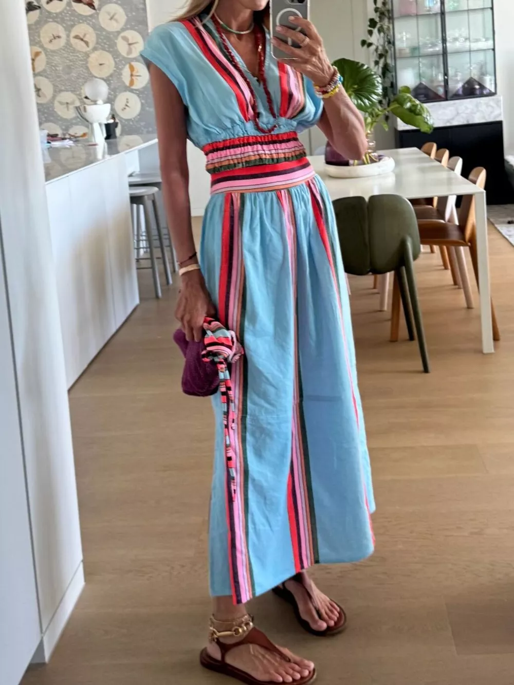 Striped Cap Sleeve Top and Skirt Set, image 3