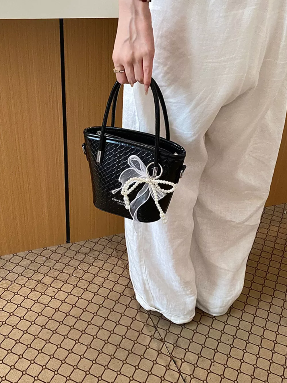 Textured Bucket Crossbody Bag, image 9