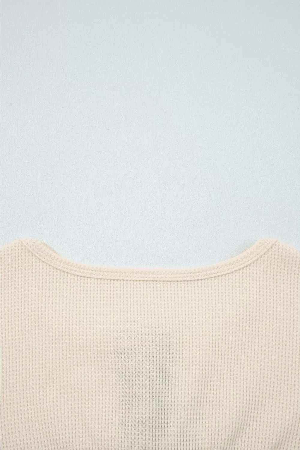 Waffle Knit Plaid Patchwork Long Sleeve Blouse, image 7