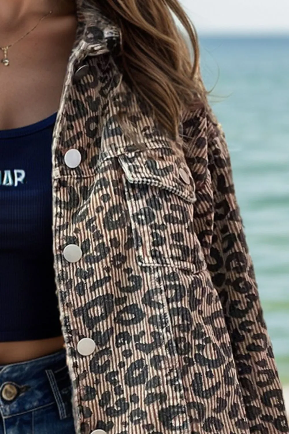 Leopard Button Down Long Sleeve Jacket, image 3
