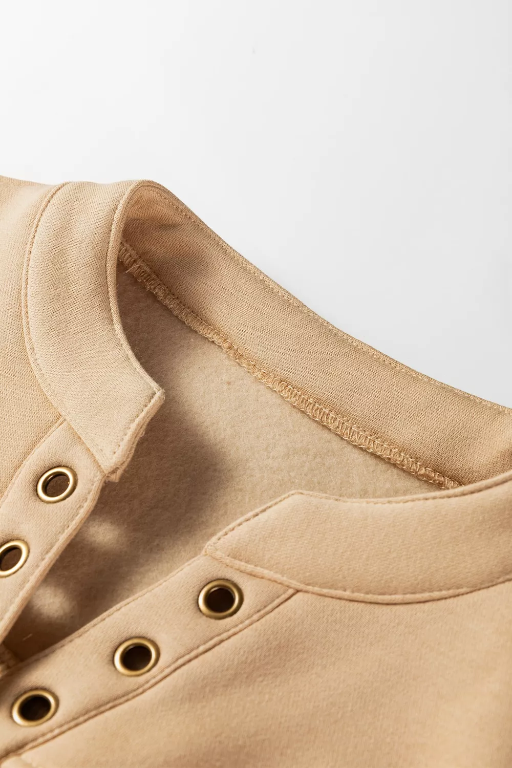 Eyelet Button Placket Dropped Shoulder Sweatshirt, image 8