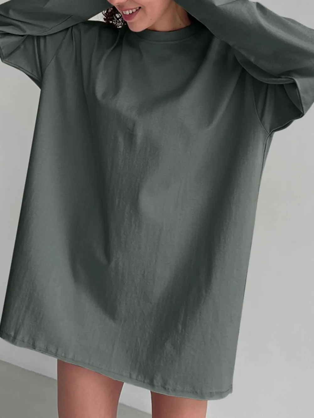 Round Neck Long Sleeve Oversized T-Shirt, image 13