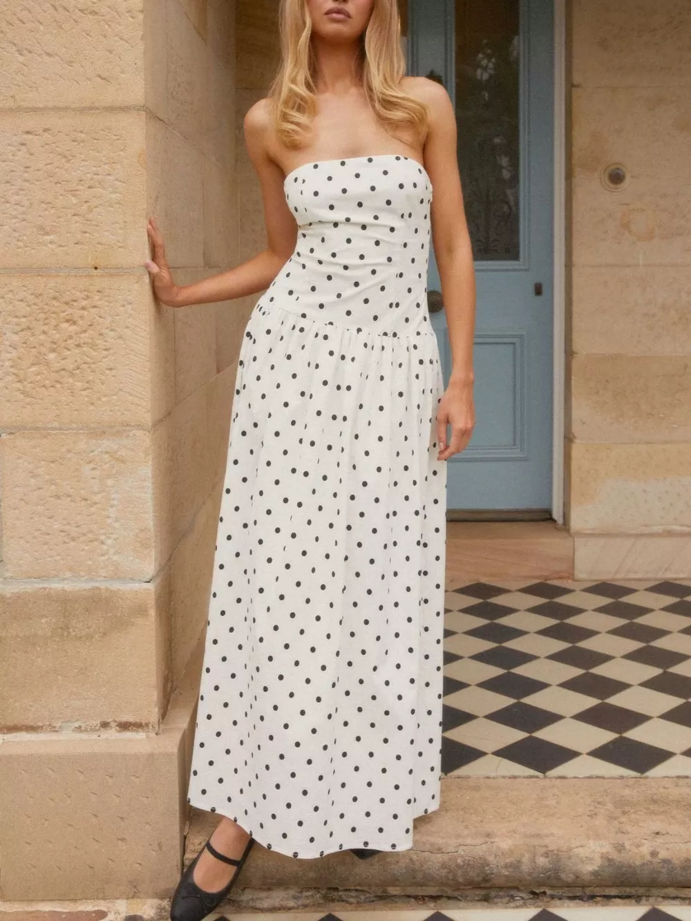 Ruched Printed Tube Maxi Dress, image 7