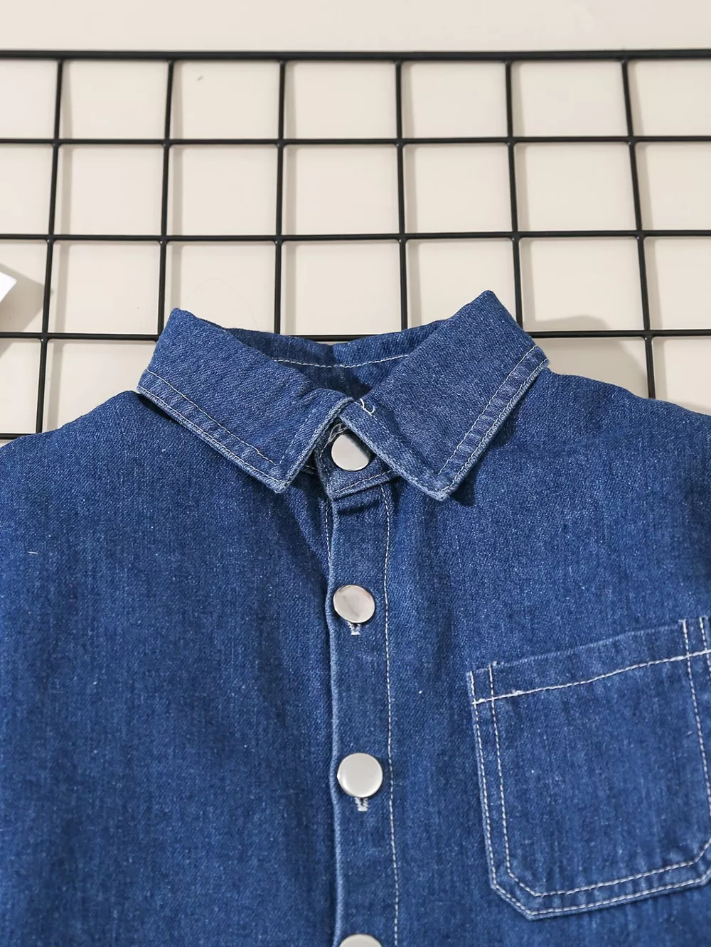 Children's Denim Shirt and Drawstring Joggers Set, image 2