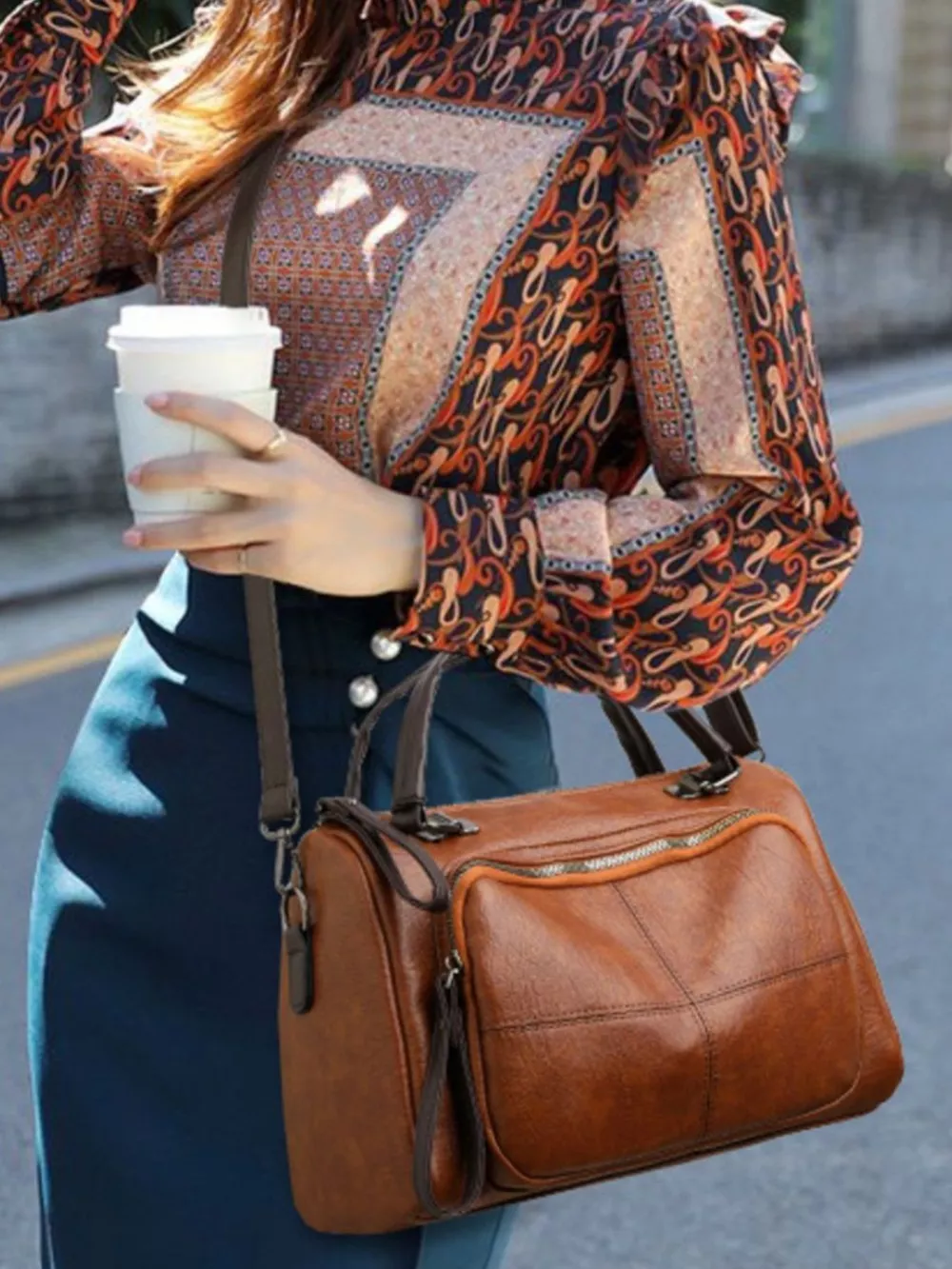Vintage Style Leather Crossbody Bag, image 2