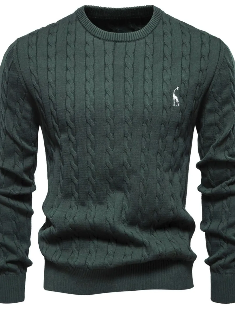 Men's Cable-Knit Round Neck Long Sleeve Sweater, image 11