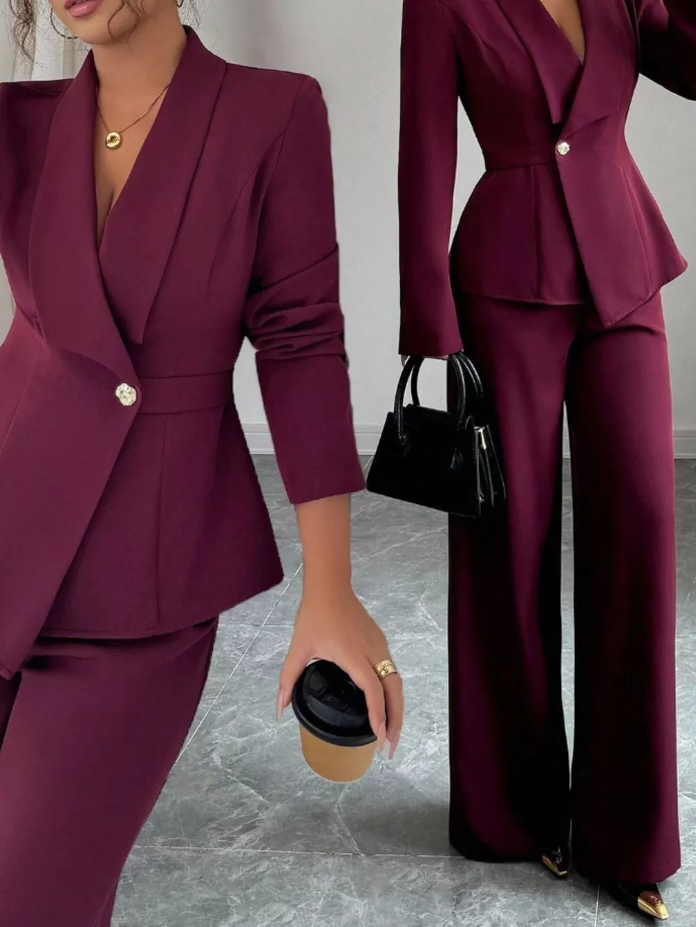 One Button Blazer and Pants Set, image 22