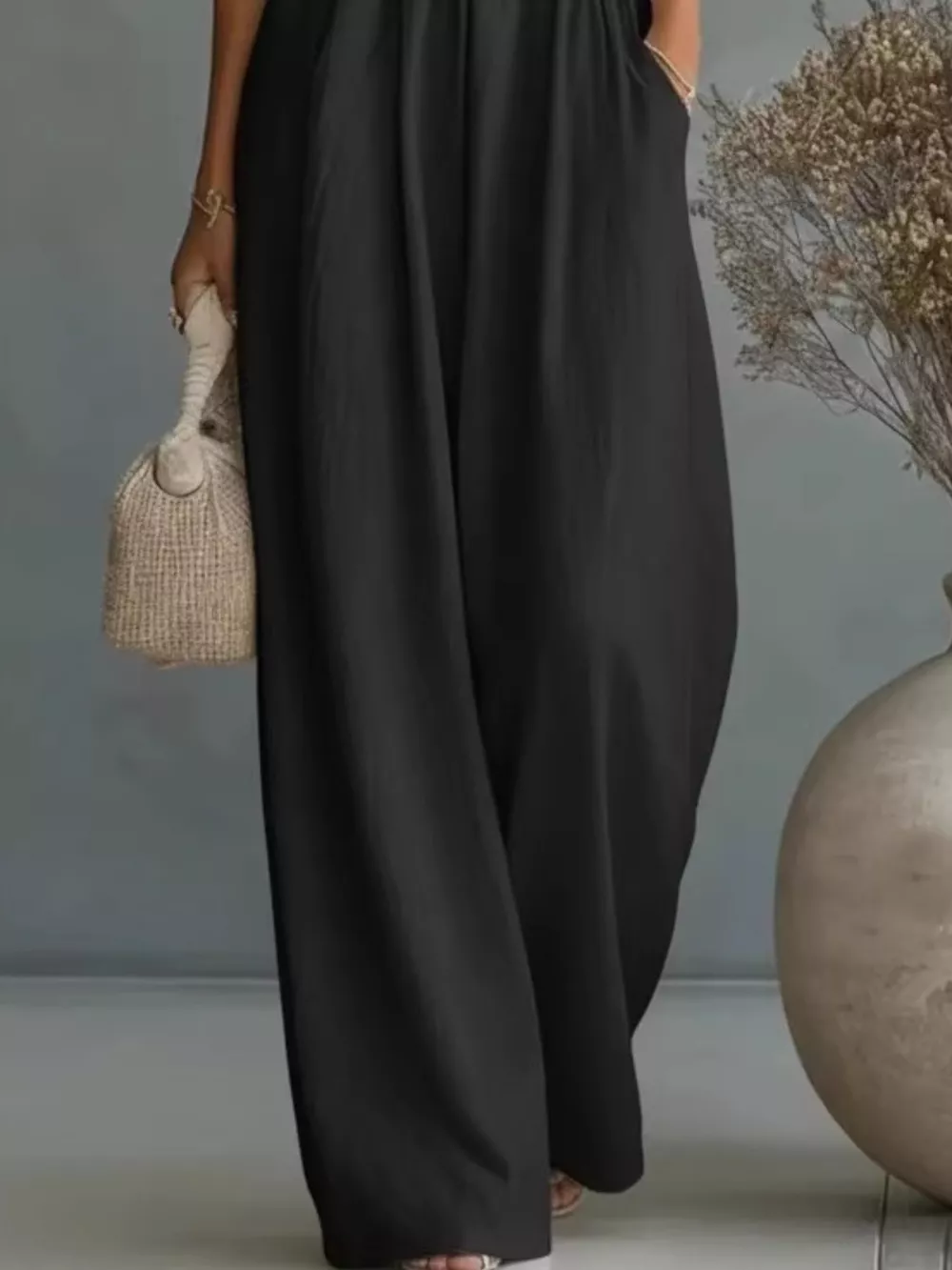 Full Size Half Sleeve Wide-Leg Jumpsuit Plus Size, image 7