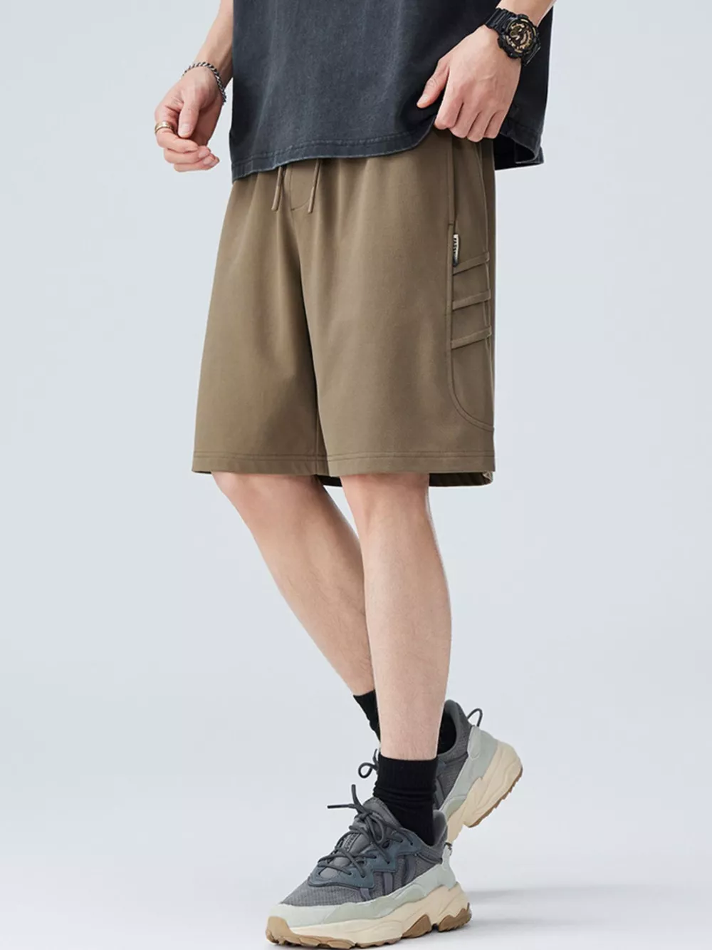 Men's Plus Size Casual Cargo Shorts with Drawstring, image 4