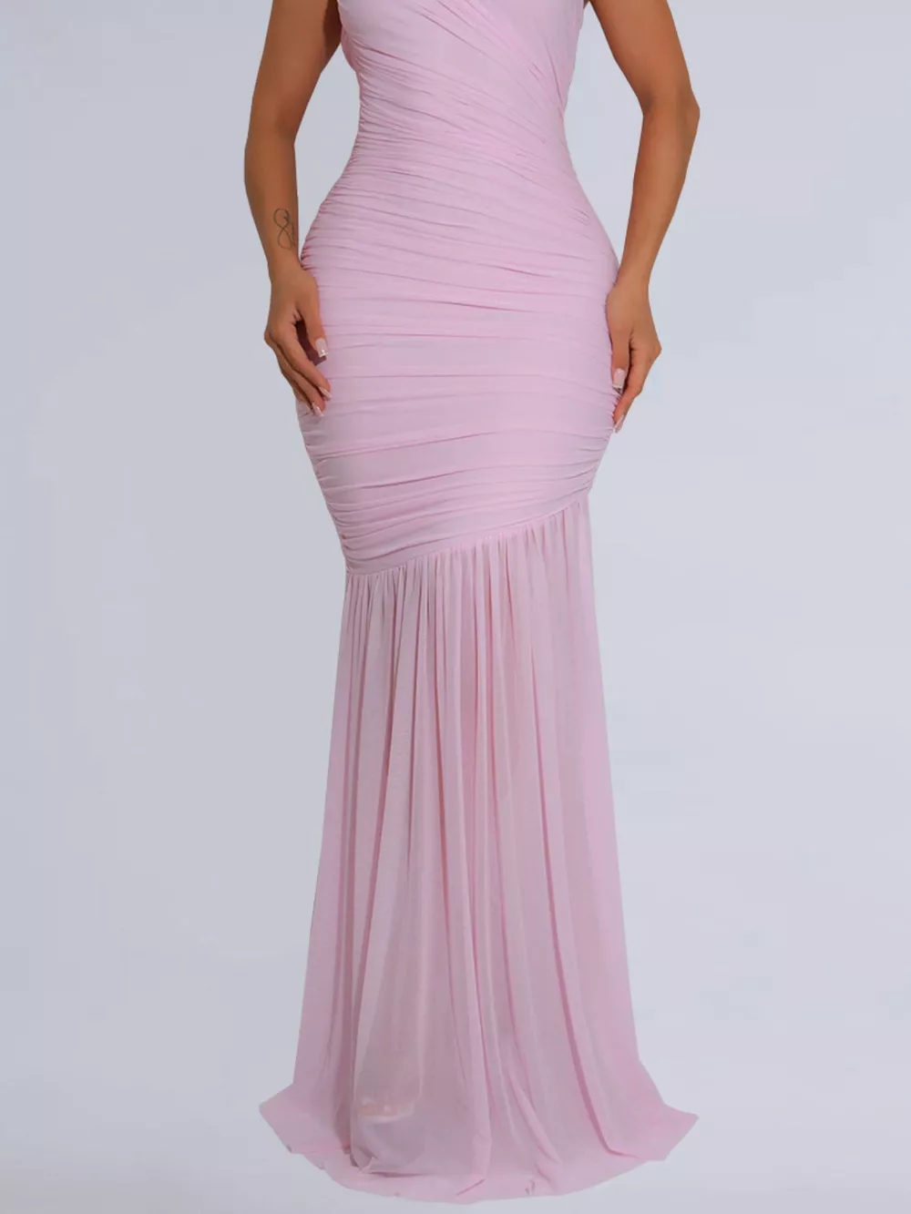 One-Shoulder Ruched Bodycon Maxi Dress, image 10