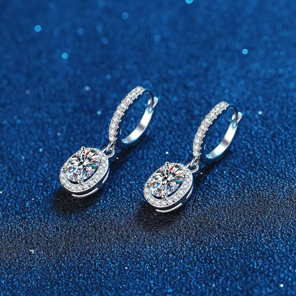 1 Carat Moissanite 925 Sterling Silver Drop Earrings, image 4