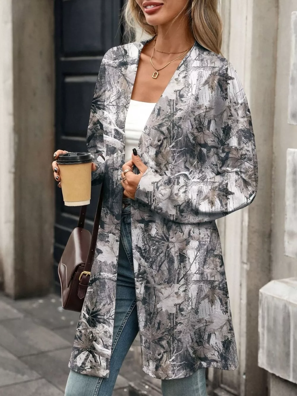 Printed Open Front Cardigan, image 15