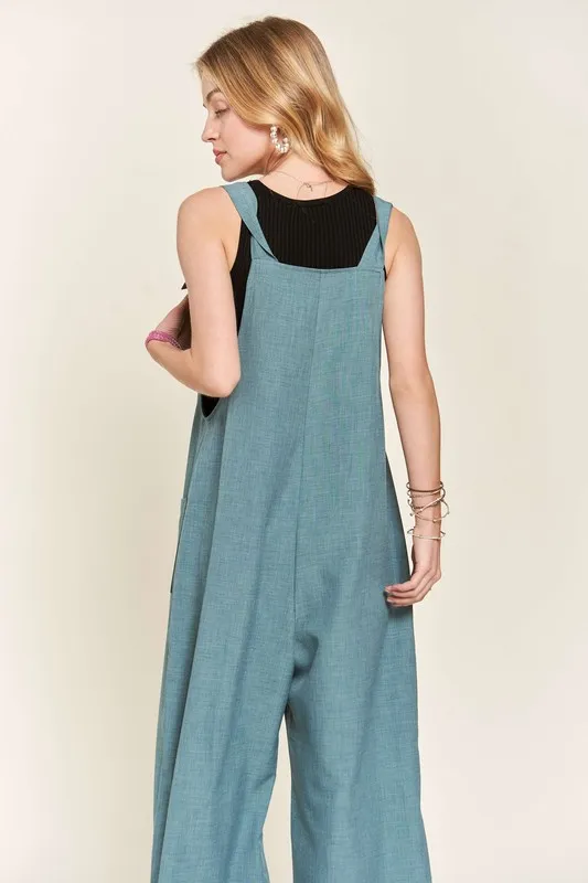 Knotted Wide Strap Wide Leg Overalls, image 3