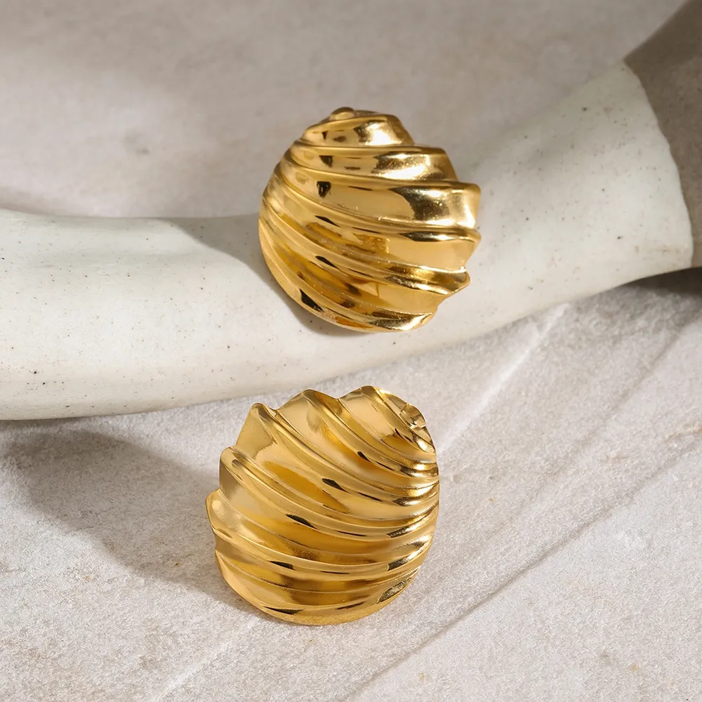 Stainless Steel Shell Shape Stud Earrings, image 6