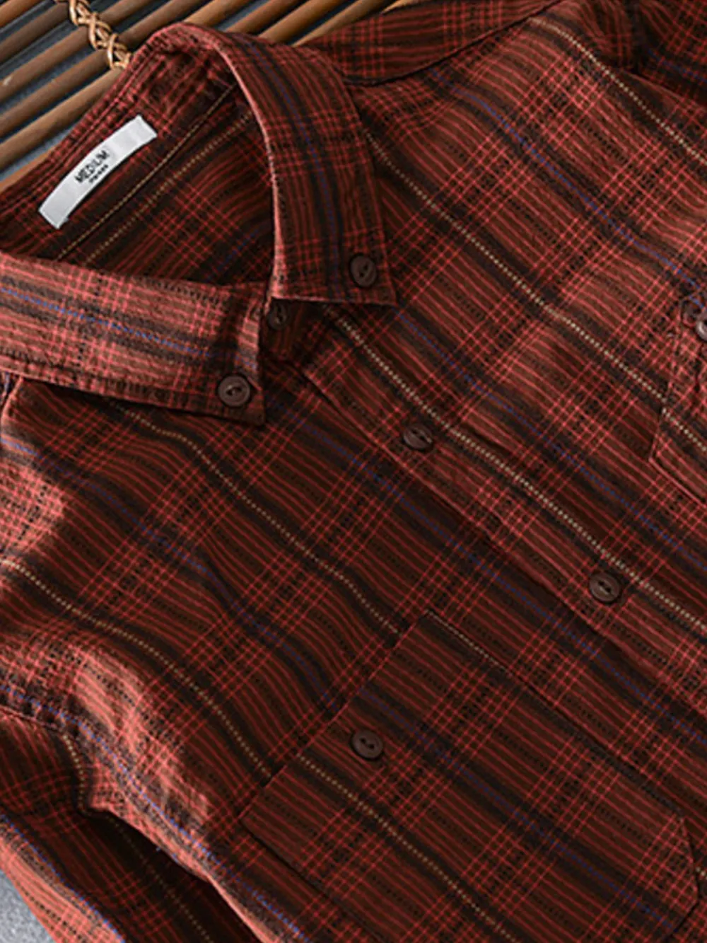 Men's Plus Size Button Up Long Sleeve Plaid Shirt, image 4