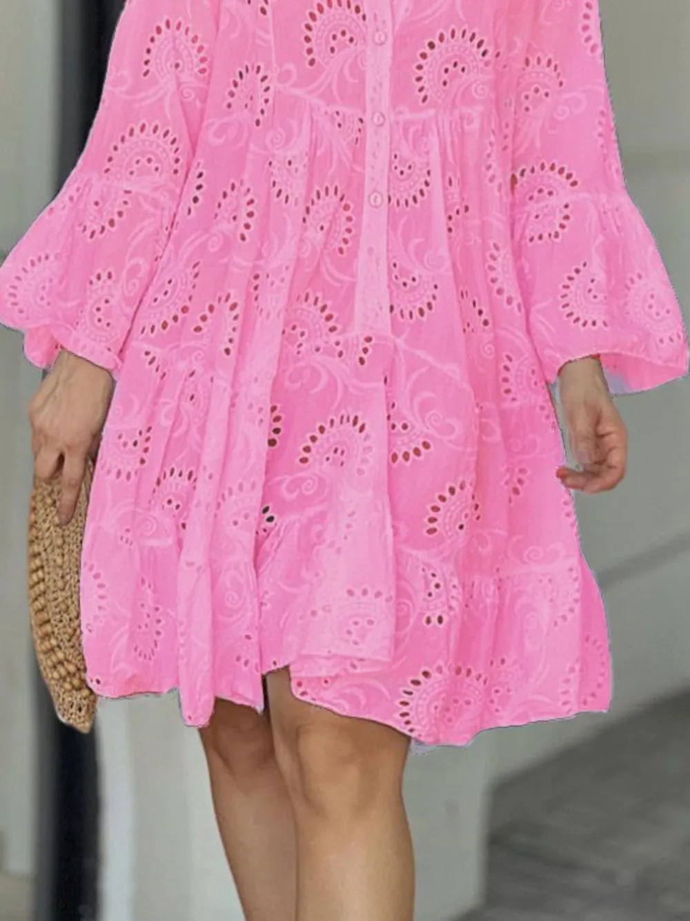 Full Size Eyelet Ruffled Hem Tiered Dress Plus Size, image 14
