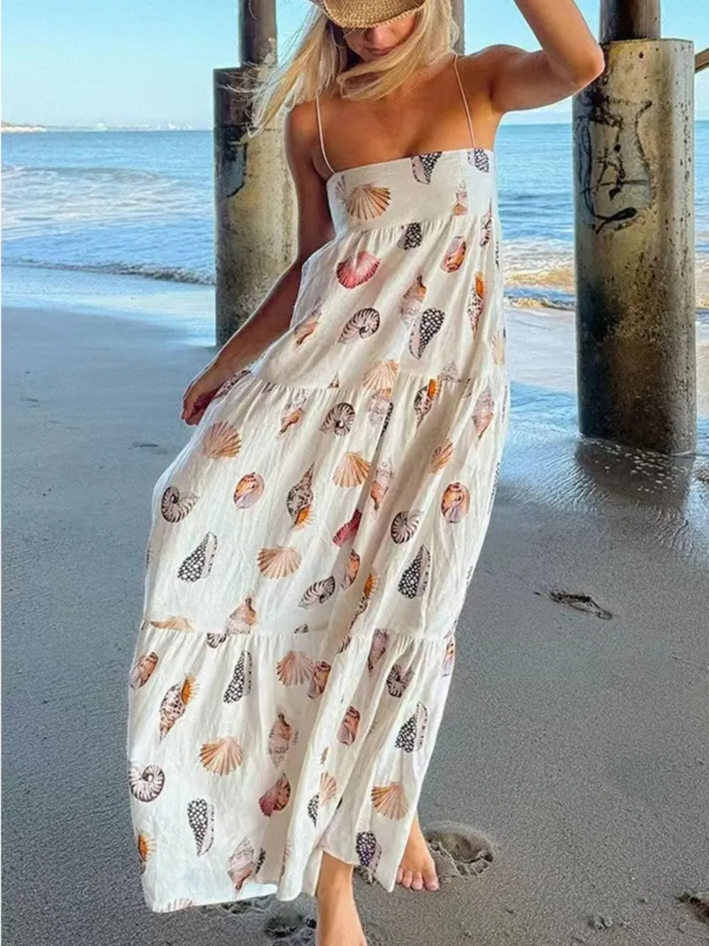 Printed Square Neck Cami Maxi Dress, image 10