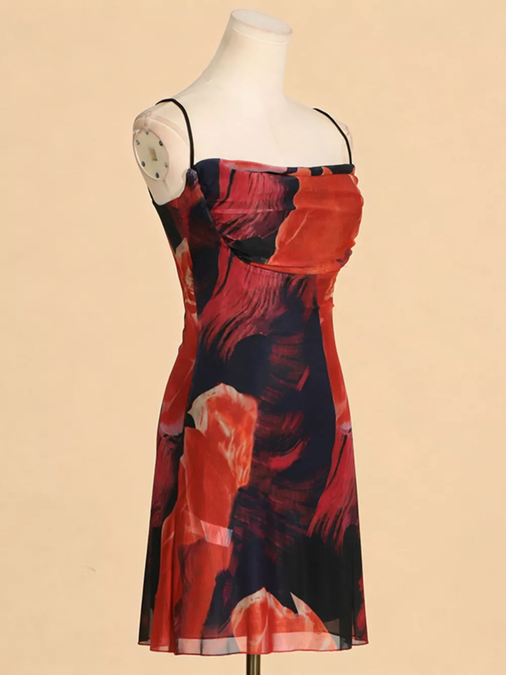 Printed Spaghetti Strap Mini Dress, image 4