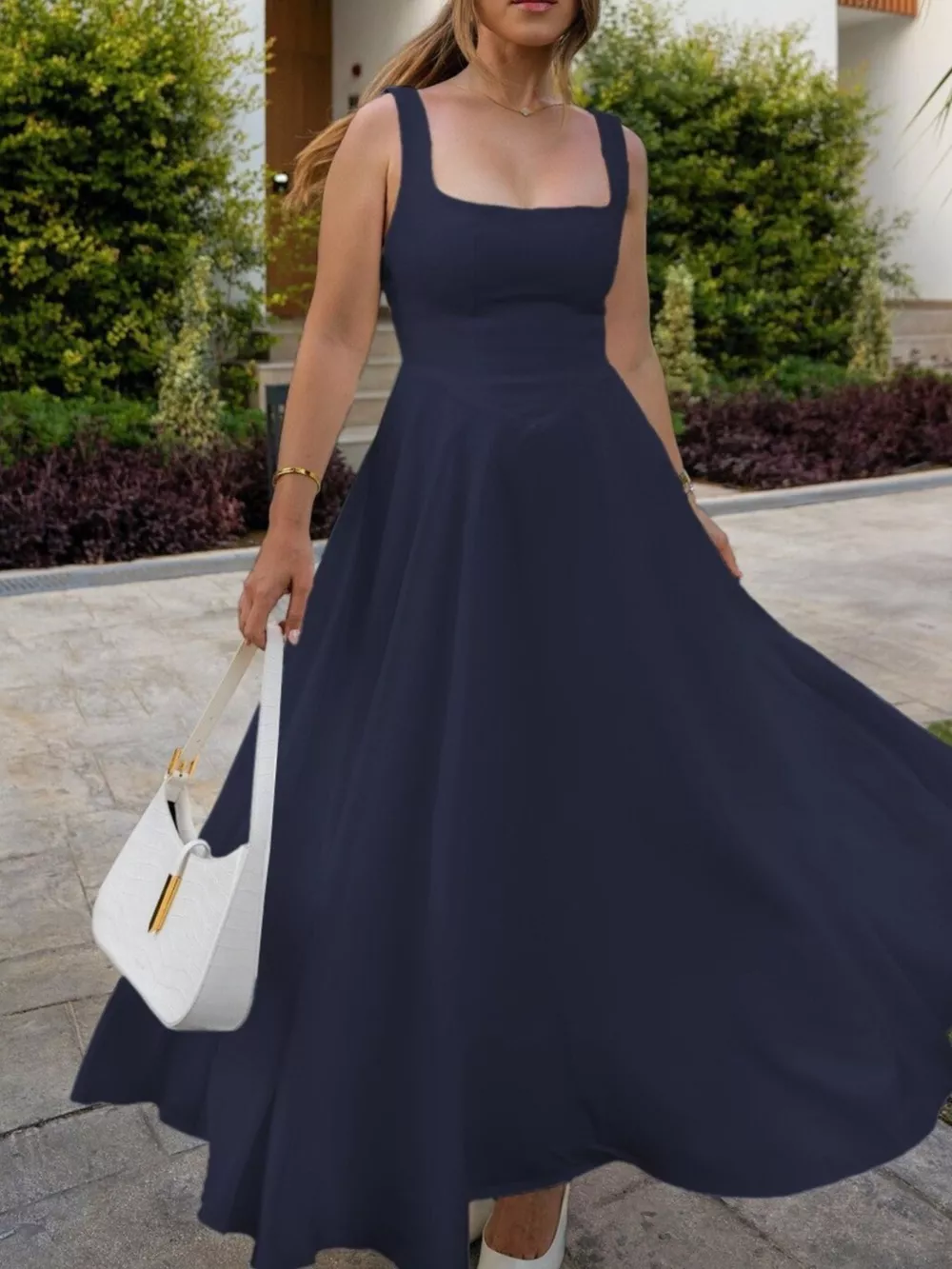 Square Neck Wide Strap A-Line Dress, image 13