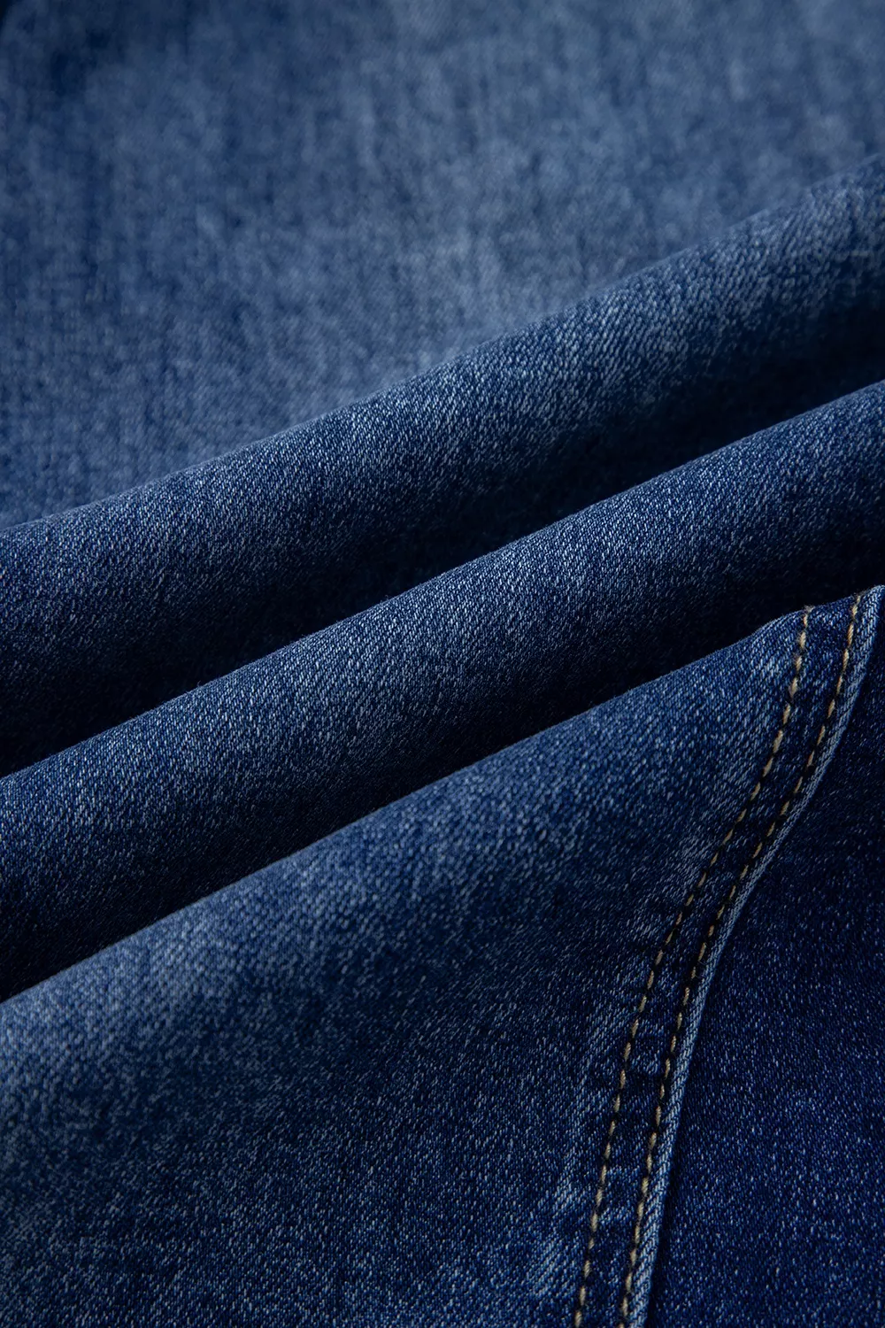Drawstring Seam Detail Raw Hem Wide Leg Denim Pants, image 13