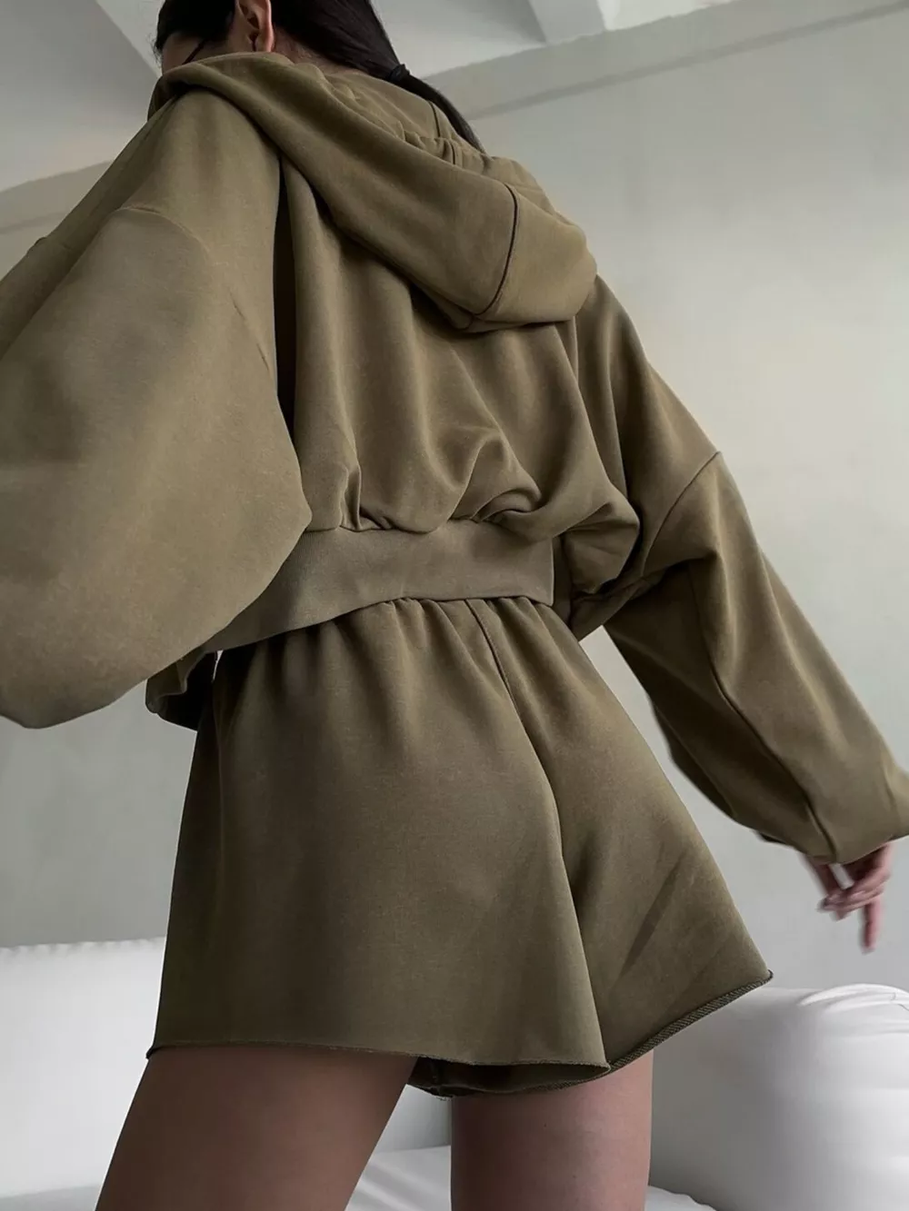 Zip Up Long Sleeve Outerwear and Shorts Set, image 25