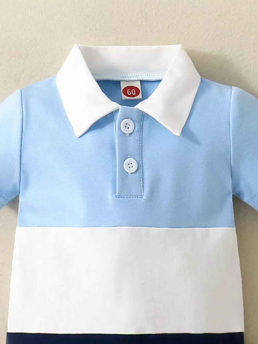 Children's Color Block Polo Collar Short Sleeve One-Piece, image 9