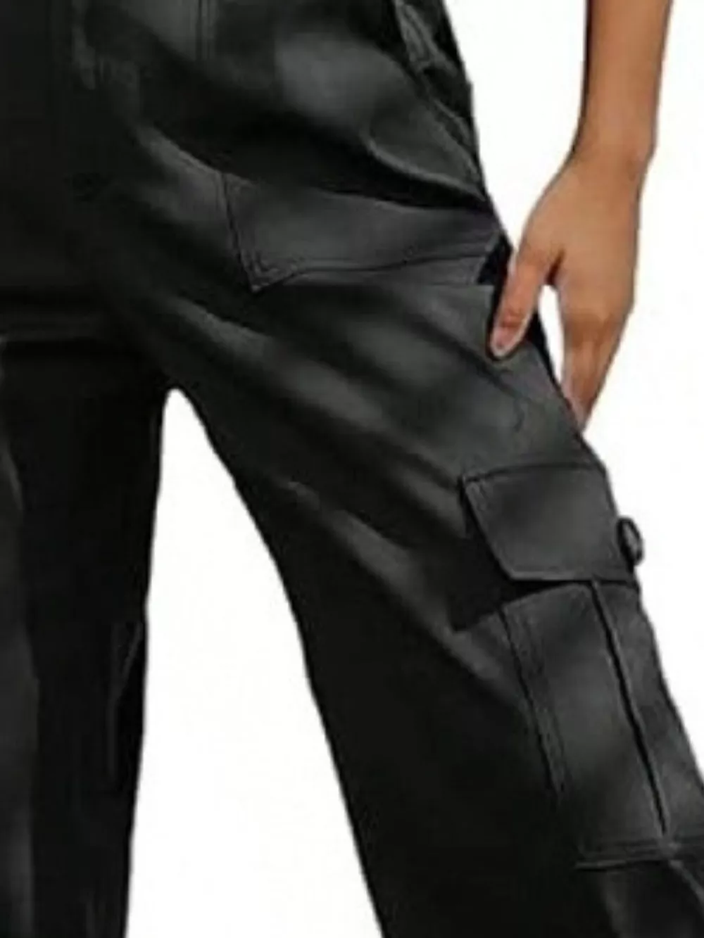 High-Waisted Cargo Pants with Drawstring Cuffs, image 4