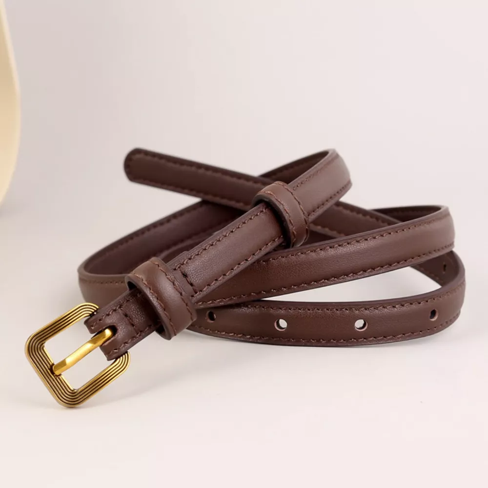 Leather Skinny Belt with Buckle, image 8