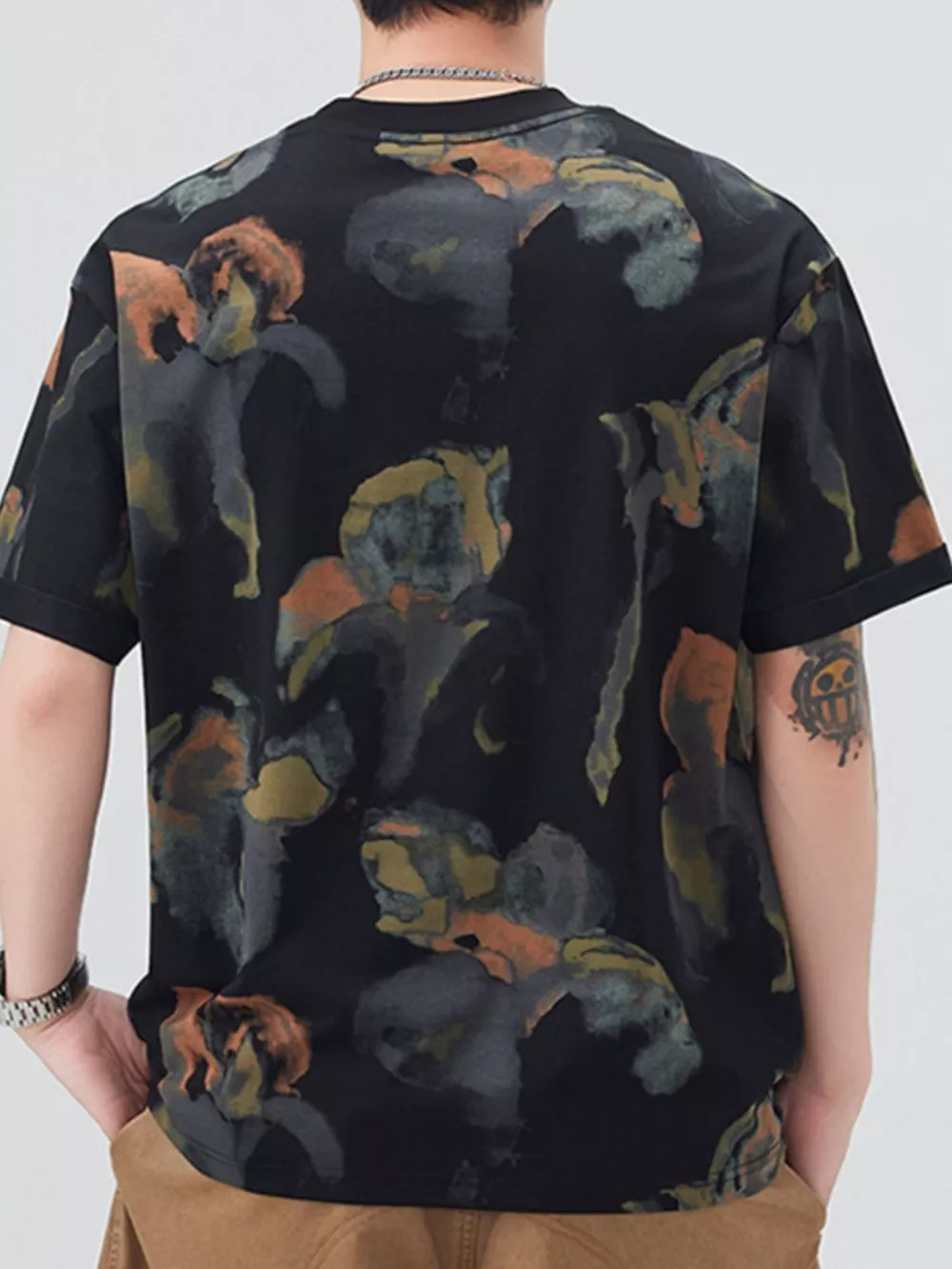 Men's Plus Size Contrast Round Neck Short Sleeve T-Shirt, image 3