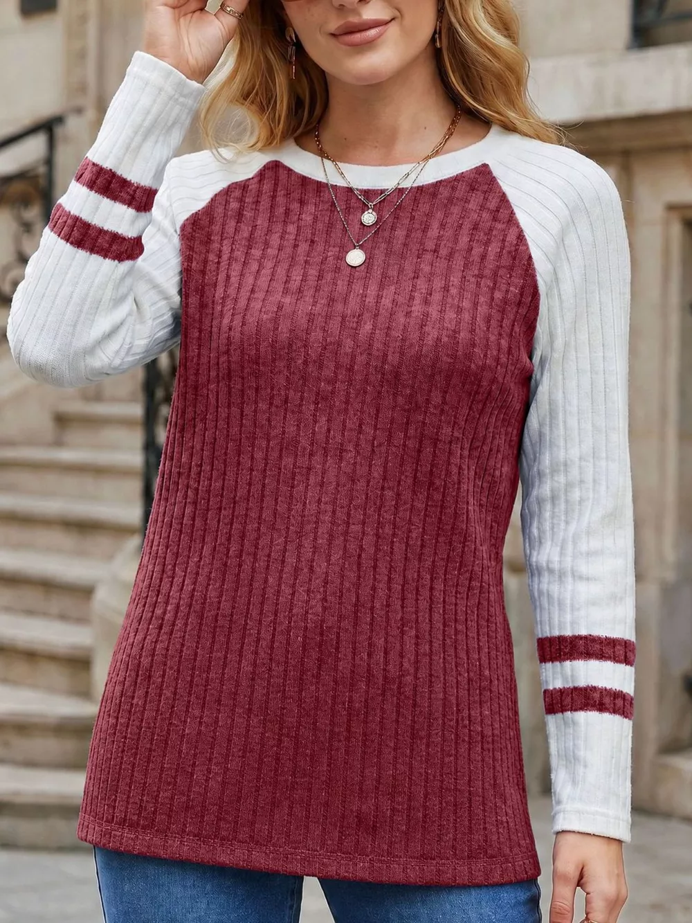 Ribbed Raglan Sleeve T-Shirt, image 23
