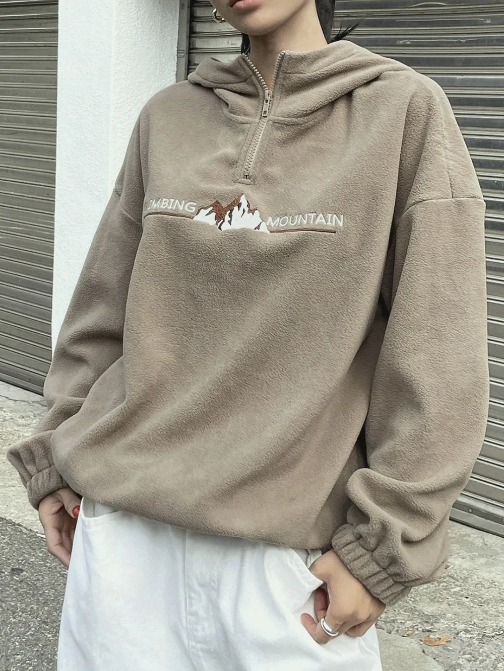 Mountain Quarter Zip Long Sleeve Hoodie, image 3