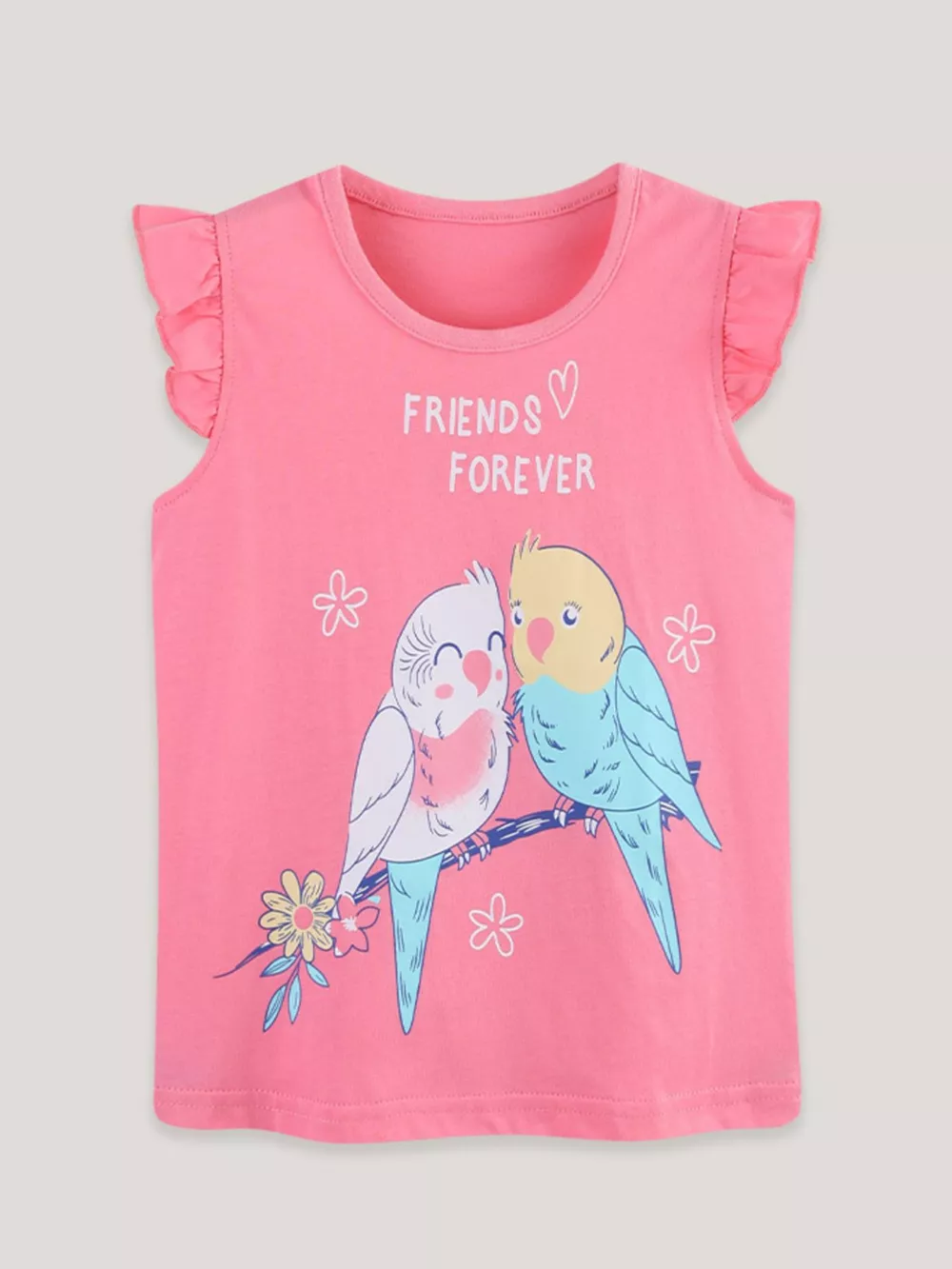 Children's Birds Graphic Ruffle Sleeve Top, image 2