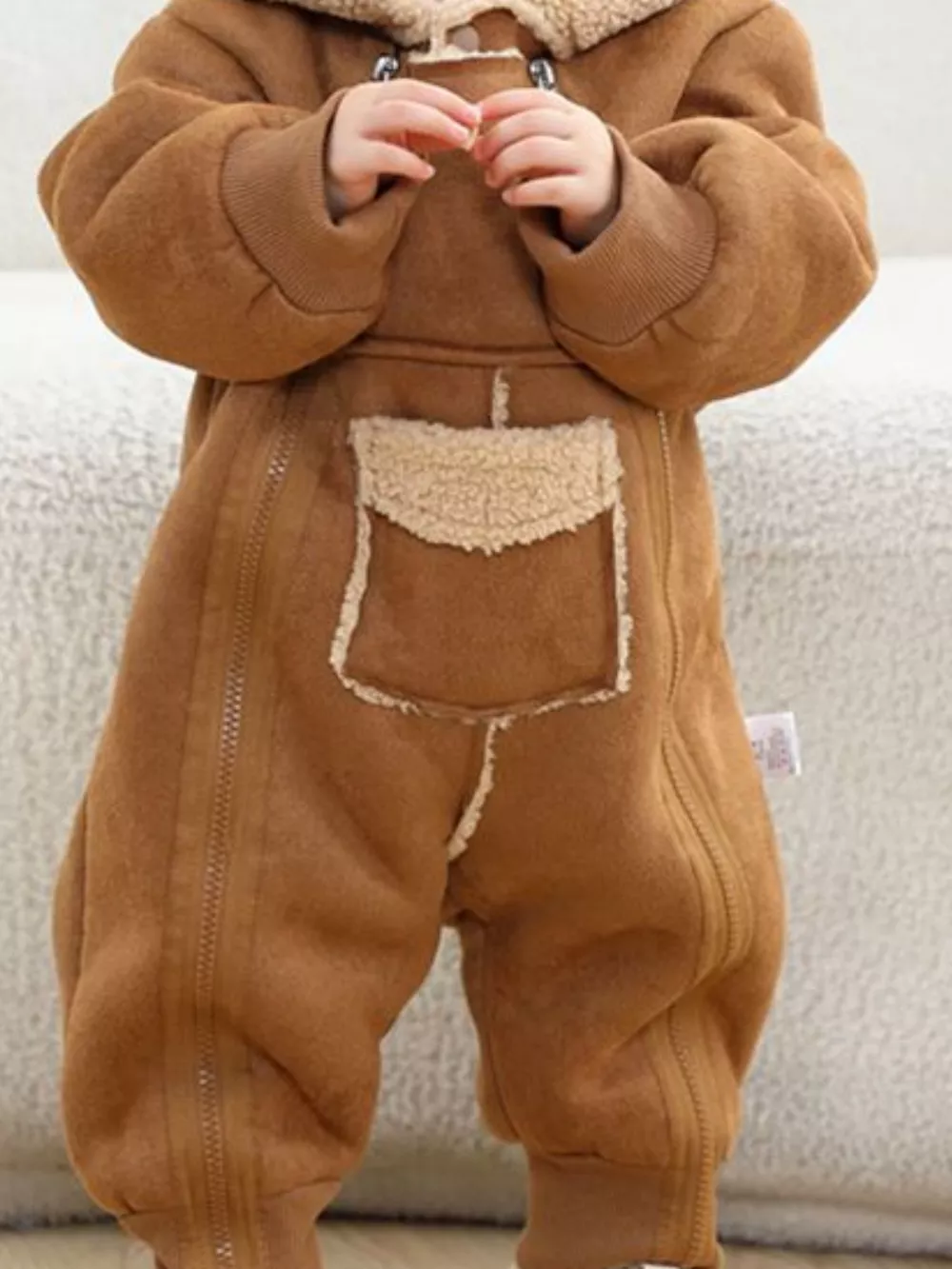 Children's Fleece Hooded One-Piece Jumpsuit, image 6