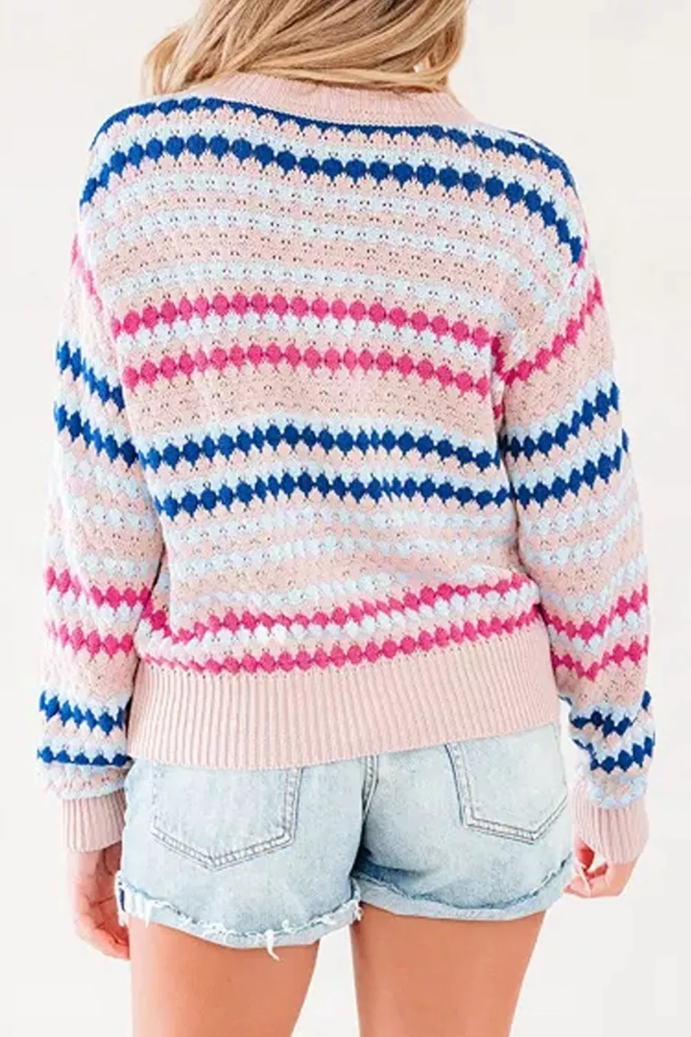 Striped Geometric Pattern Sweater, image 6