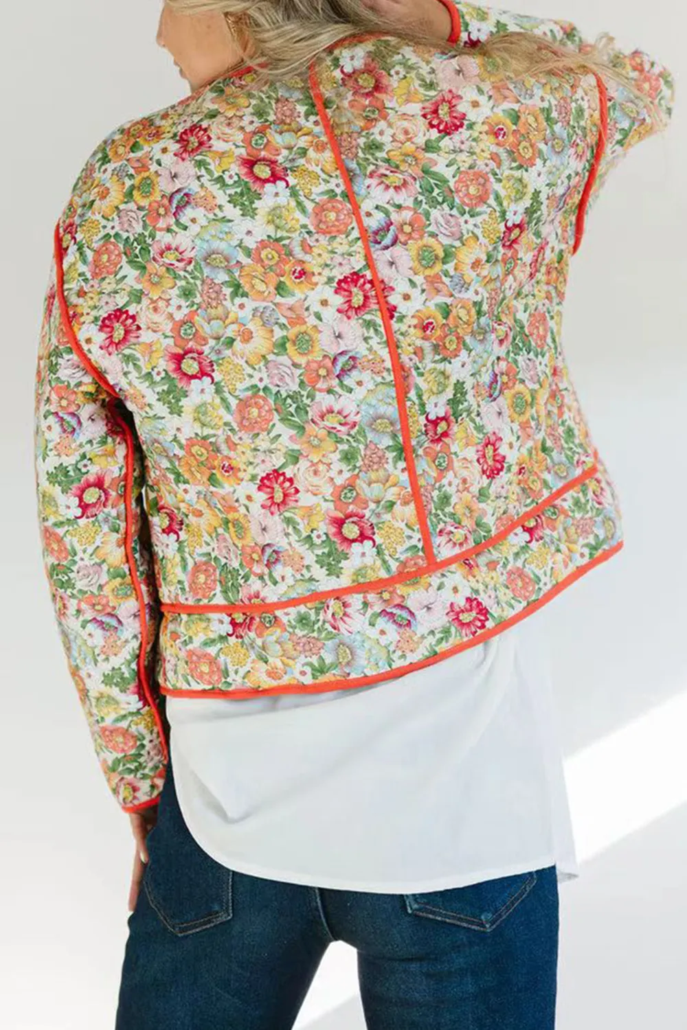 Floral Button Up Long Sleeve Winter Coat, image 2